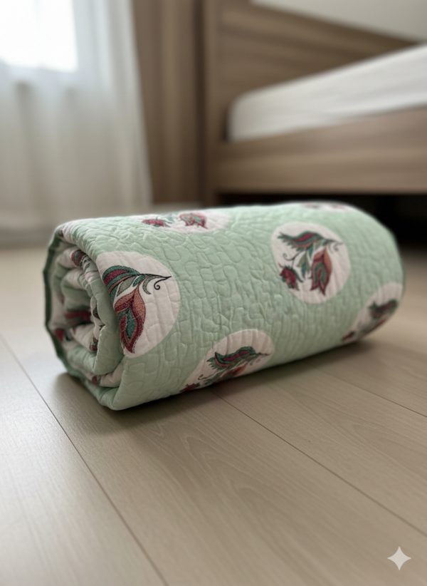 Mint Garden Reversible Quilted Bedspread Cum  Comforter