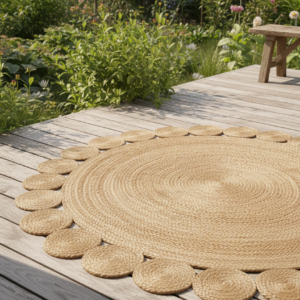 Natural Fiber Sunburst Mandala Rug