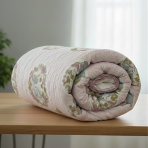 Pink Meadow Reversible Quilted Bedspread