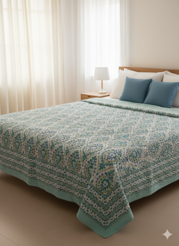 Nature-Inspired: "Ocean Breeze Geometric Quilt Cover"
